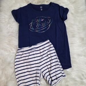 GAP Girls' Navy "Girls Rule" Short Sleeve Pajama Set
